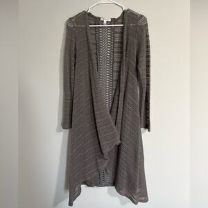 Aeropostale Womens Large Open Knit Duster Cardigan Gray Boho Fairy Grunge